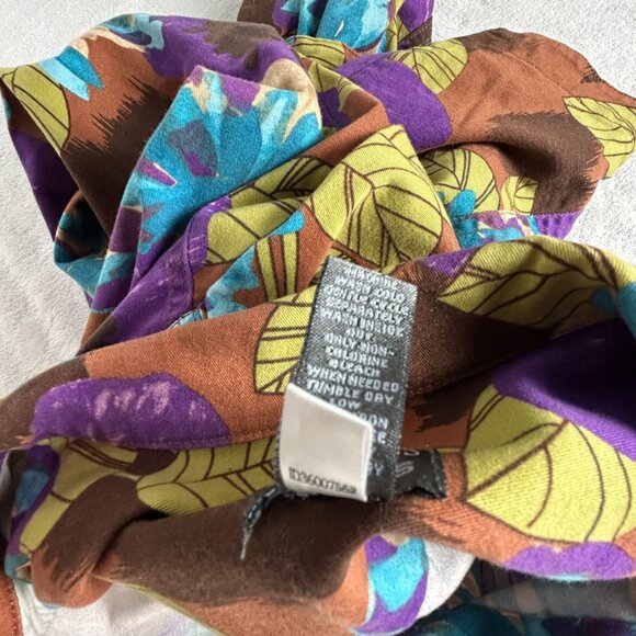 Additions By Chico's Womens Floral Button-Up Shirt Jacket Size 1 Purple Stretch - Picture 4 of 7